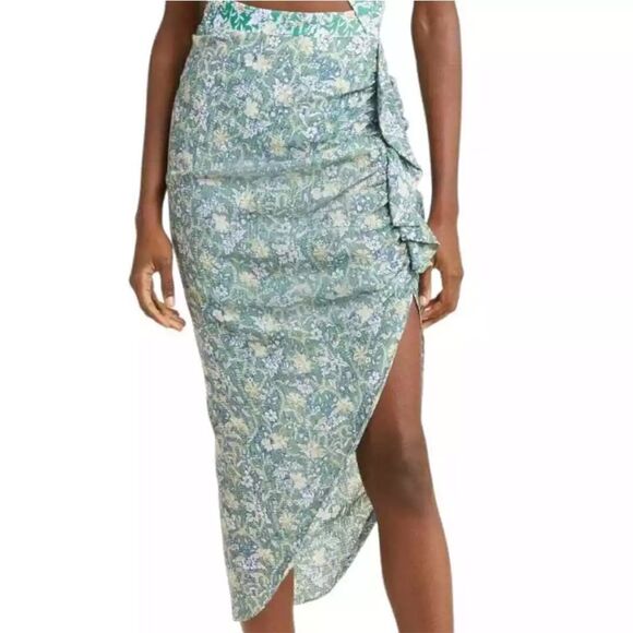 NWT VERONICA BEARD Hazel floral asymmetric midi skirt sz XL - Picture 3 of 10
